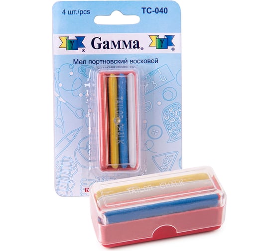 Мел портновский Gamma восковой, 4 шт., ассорти TC-040 116765