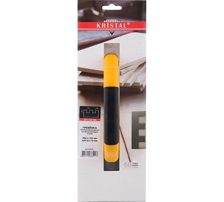 Гребенка профессиональная KRISTAL 350x120мм, зуб 12x12 нержавейка, закрытая ручка 36521