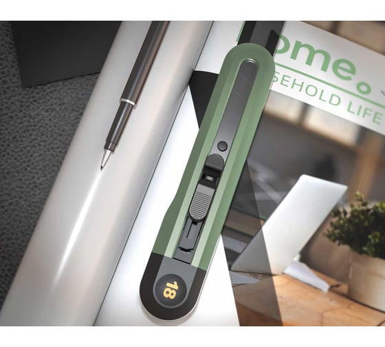 Набор технических ножей DELI "Home Series Green" HT4003L (ножи 9мм+18мм+т-образный), эксклюзивный дизайн, корпус из высококачественного soft touch пластика 123288
