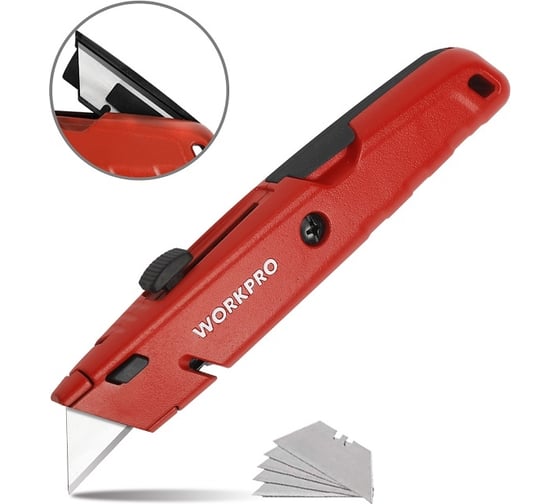 Алюминиевый нож WORKPRO металлический, 5 лезвий WP213009