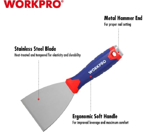 Шпатель WORKPRO гибкий, нержавеющая сталь, 40 мм WP321009
