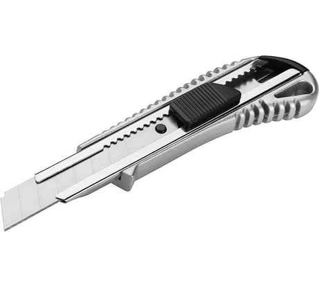 Нож с выдвижным лезвием в алюминиевом корпусе с кнопкой (медленное скольжение) Wokin 100x18 мм 1352746