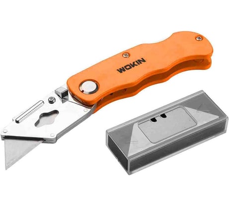 Нож Wokin трапециевидный, складной, комплект лезвий 5 штук, 61x19 мм 1352753