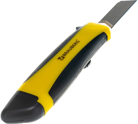 Нож 18 мм, роликовый фиксатор, резиновые вставки, блистер BRAUBERG 235402