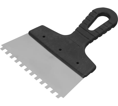 Шпатель из нержавеющей стали, 150 мм, зуб 6x6 мм, пластмассовая ручка СИБРТЕХ 85459