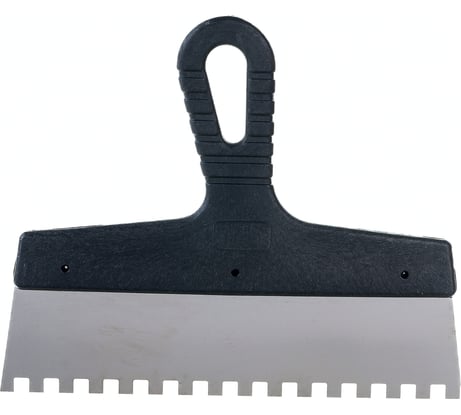 Шпатель из нержавеющей стали СИБРТЕХ 250 мм, зуб 8x8 мм, пластмассовая ручка 85474