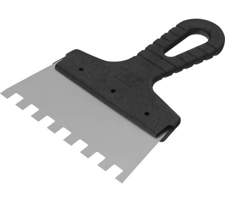 Шпатель из нержавеющей стали, 150 мм, зуб 10x10 мм, пластмассовая ручка СИБРТЕХ 85480