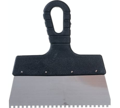 Шпатель из нержавеющей стали, 200 мм, зуб 4x4 мм, пластмассовая ручка СИБРТЕХ 85456