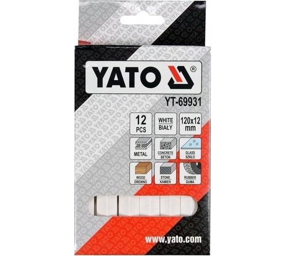 Технический мел YATO белый, 12 шт. YT-69931