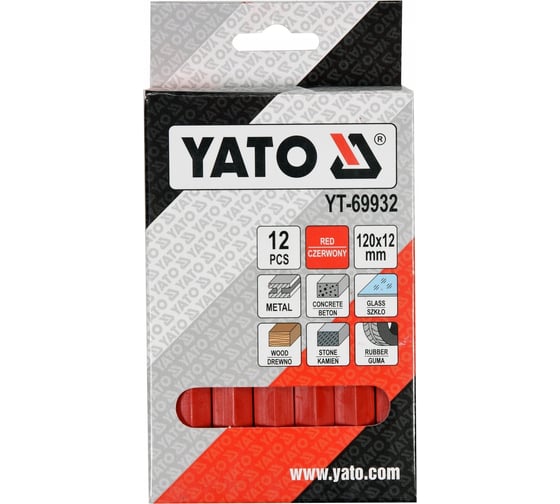 Технический мел YATO красный, 12 шт. YT-69932