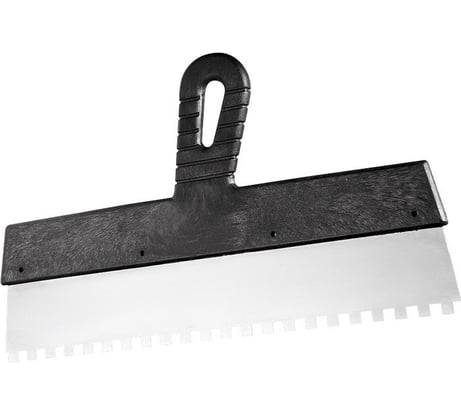 Шпатель из нержавеющей стали, 350 мм зуб 10х10 мм пластмассовая ручка СИБРТЕХ 85507