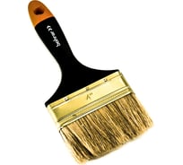 Плоская кисть BOHRER Профи 100 мм, 4", 100% натуральная щетина, 51x17 мм, толстая окрашенная деревянная рукоятка 81003100