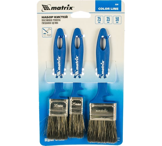 Набор кистей «Водные краски» 25мм, 35мм, 50мм MATRIX Color Line 83349 1