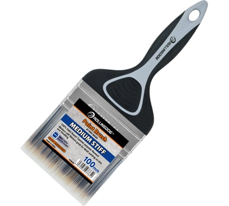 Малярная плоская кисть Rollingdog BT1000 100 мм, прямой срез, щетина 100 синтетическая нить, средняя жесткость, 10650