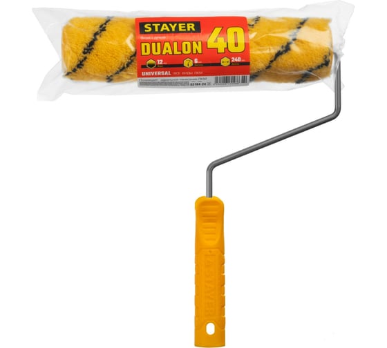 Малярный валик Stayer DUALON 40, 240 мм, d=40 мм, ворс 12 мм, ручка d=6 мм, 03184-24_z02