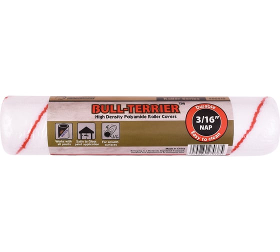 Малярный валик Rollingdog Bull-Terrier 230 мм, полиамид высокой плотности, ворс 4 мм, диаметр 38 мм, 00410 1