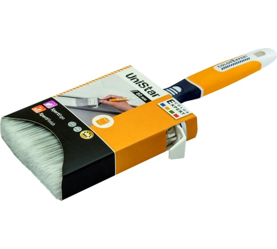 Флейцевая кисть COLOR EXPERT 80мм, толщина 9мм, ПБТ-микс серо-белая, 3К ручка 81518002
