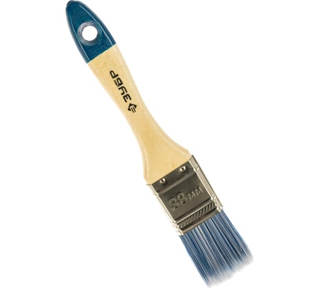 Плоская кисть Зубр Аква Мастер искусственная щетина деревянная ручка 38 мм 4-01007-038