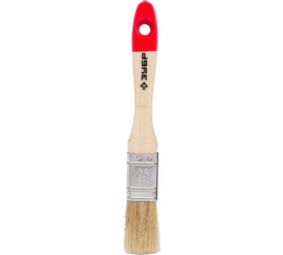 Плоская кисть Зубр Универсал Стандарт натуральная щетина деревянная ручка 25 мм 4-01001-025 1