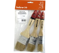 Набор кистей малярных плоских BOHRER Мастер 25, 38, 50 мм, деревянная рукоятка, натуральная щетина, 3шт в уп., 81002123