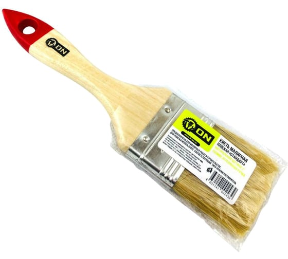 Малярная плоская кисть ON Стандарт нат. щетина, 1, 25мм дер.ручка 02-01-110 1