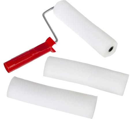 Валик для лаков, клеев, водных красок Мелодия цвета поролон 200мм +2 сменные шубки Вп200/55+2