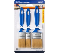 Кисти плоские Акор для лаков, ширина щетины 25, 35, 50 мм, толщина 10 и 12 мм, 3 шт., Эксперт 171 25 050 КЛ 3 шт