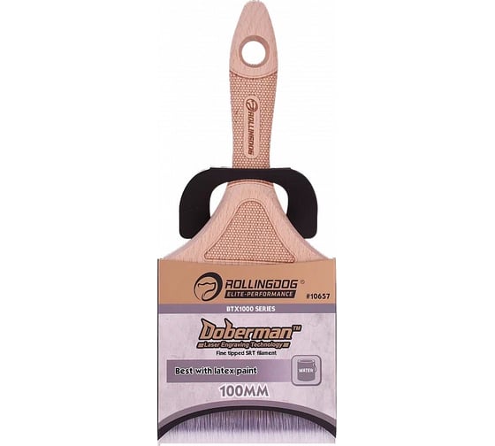 Малярная кисть ROLLINGDOG DOBERMAN BTX1000 4" (100 мм), прямой срез, щетина 100% премиальная синтетическая нить 10657