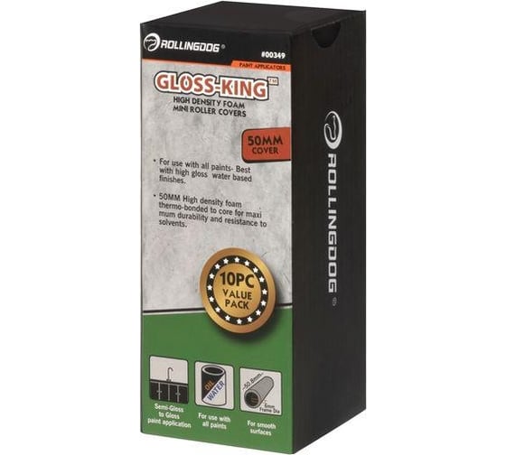 Набор валиков ROLLINGDOG GLOSS-KING 50 мм 10шт, поролон 00349