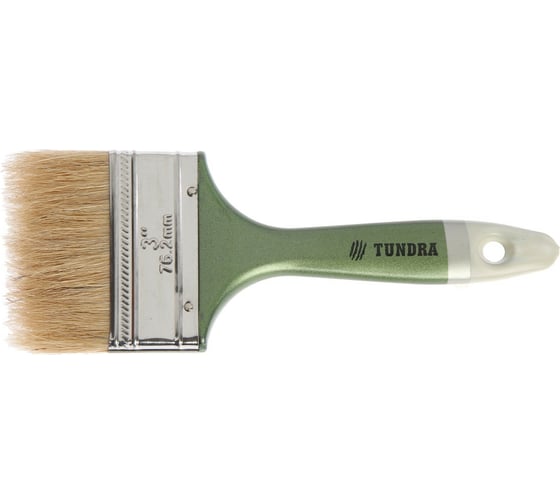 Кисть TUNDRA плоская натуральная щетина, пластиковая ручка, 3", 75 мм 881519