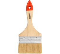 Кисть плоская Gramex Стандарт 100 мм, 4", с деревянной ручкой, искусственная щетина (12/240) 005706