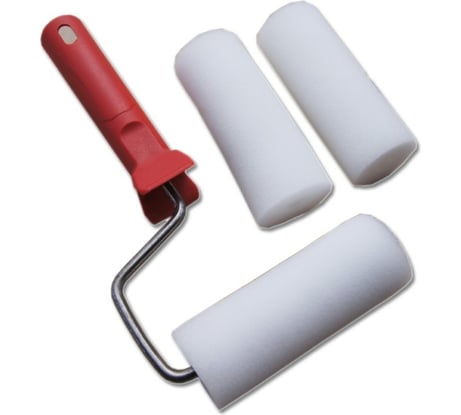 Мини-валик поролон НАШ ИНСТРУМЕНТ белый + 2шубки 140 мм 010205-140