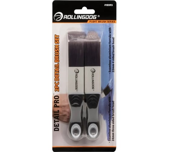 Набор кистей с короткой ручкой ROLLINGDOG 22/24/мм, синтетика, серия Professional, арт. 10593