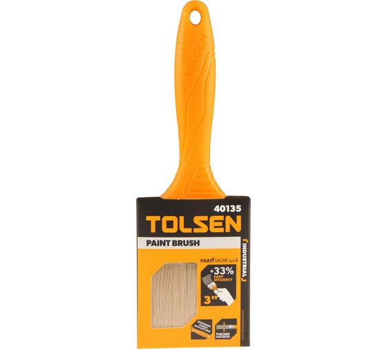 Плоская кисть TOLSEN Industrial 2.5", смешанная щетина 57x21 мм, пластиковая ручка GRIPro, хром. оправка 40134
