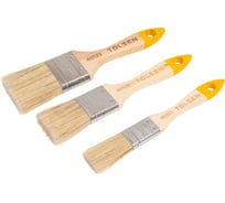 Набор кистей плоских TOLSEN 1-1.5-2“, смешанная щетина, дерев. ручка, хром. оправка 40144