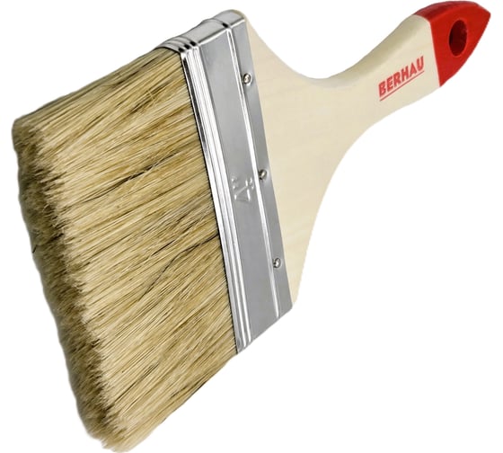 Кисть плоская Berhau 4" 100 мм, смешанная щетина, деревянная ручка Standart 101939