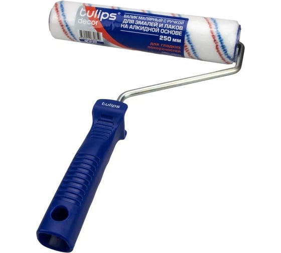 Валик Tulips Tools Tulips decor BlueRed с рукояткой, нейлон, 250мм, ворс 6мм NP10-038
