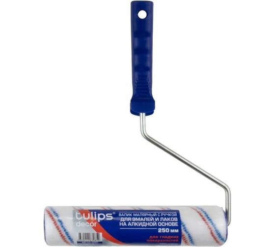Валик Tulips Tools Tulips decor BlueRed с рукояткой, нейлон, 250мм, ворс 6мм NP10-038