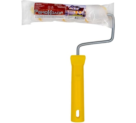 Мини-валик РемоКолор малярный с рукояткой Гирпан , ось 6мм, D15мм, 150мм, 06-4-522