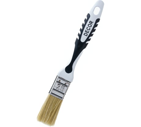 Кисть DECOR Black White универсальная 25х15мм, светлая смешанная щетина, 2К ручка 880-025