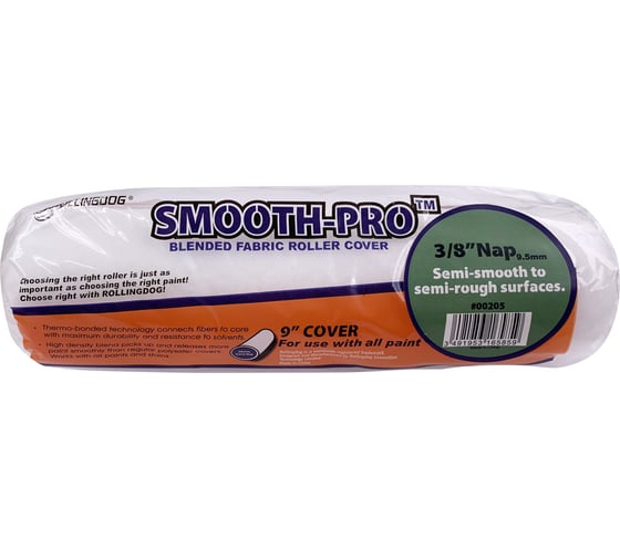 Малярный валик ROLLINGDOG Smooth-Pro 230 мм., полиэстер, ворс 9,5 мм., диаметр 38 мм., 00205