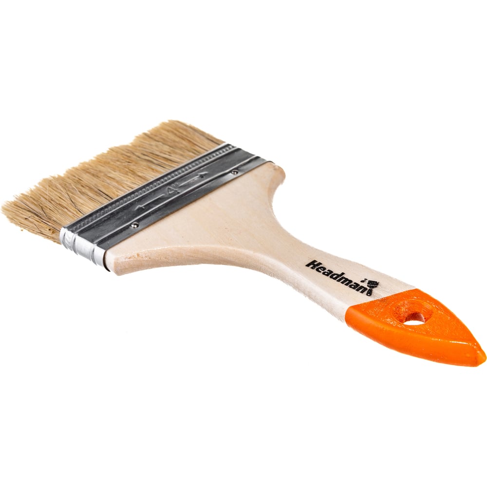 Кисть HEADMAN малярная плоская "Бейсик" натуральная щетина 4 д. 100мм ...