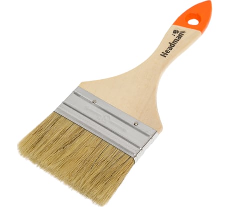 Кисть HEADMAN малярная плоская "Бейсик" натуральная щетина 3 д. 75 мм 682-006