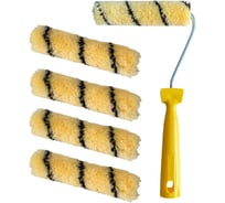 Мини-валик в сборе Accurate 480х165х45, полиакрил, 150мм, ворс 12мм + 4 сменных ролика, для эмалей 33115018/4