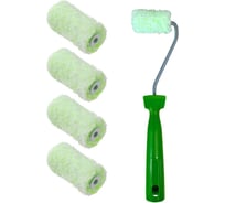 Мини-валик в сборе Accurate 475х75х45, микроволокно, 60мм, ворс 11мм + 4 сменных ролика, для дерева 35006000/4