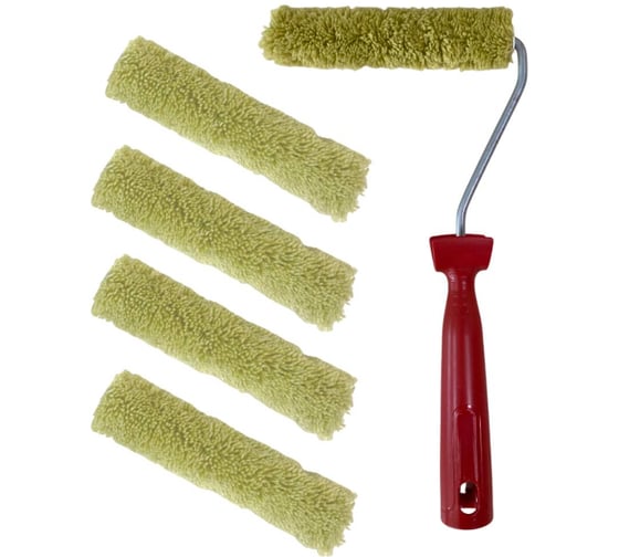 Мини-валик в сборе Accurate 480х165х45, полиакрил, 150мм, ворс 12мм + 4 сменных ролика, водные краски 33150180/4 1