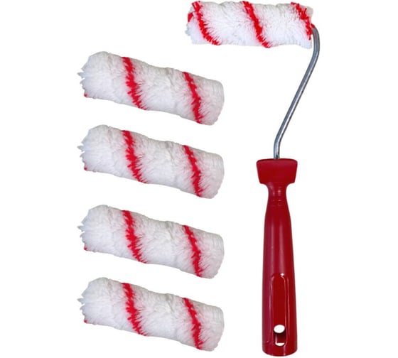 Мини-валик в сборе Accurate 475х125х45, полиамид, 110мм, ворс 11мм + 4 сменных ролика, для водных красок 33110170/4 1