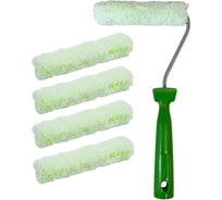 Мини-валик в сборе Accurate 480х165х45, микроволокно, 150мм, ворс 11мм + 4 сменных ролика, для дерева 35015000/4