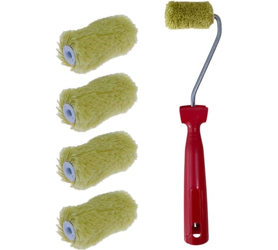 Мини-валик в сборе Accurate 475х75х45, полиакрил, 60мм, ворс 12мм + 4 сменных ролика, водные краски 33060180/4 1