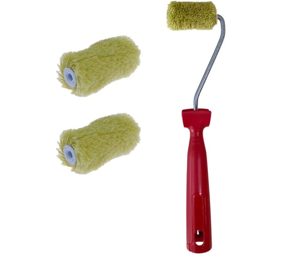 Мини-валик в сборе ACCURATE 395х75х45 Полиакрил 60мм ворс 12мм + 2 сменных ролика Водные краски 33060180/2 1